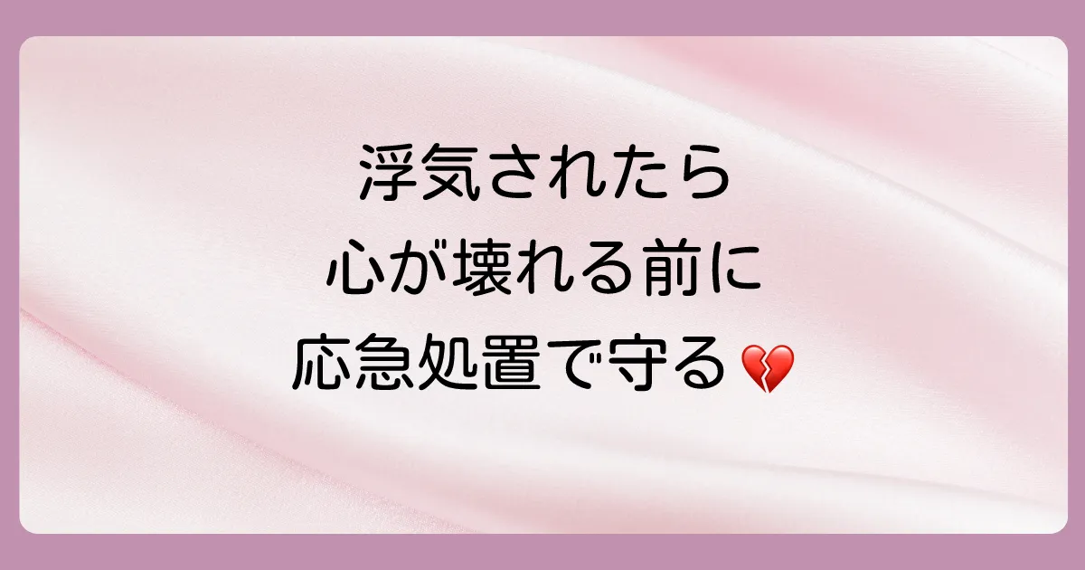 まずは自分の心を守ろう|浮気された直後にやるべき応急処置